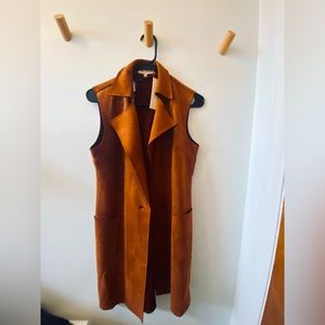 Suede long vest